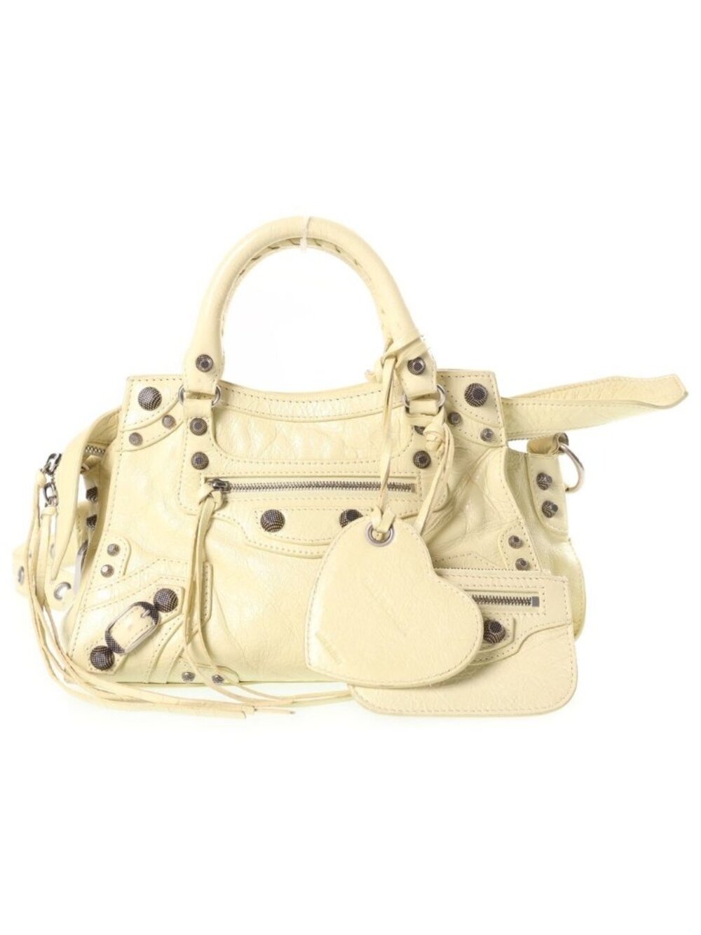 Balenciaga Neo Cagole 2-Way Shoulder Bag Light Yellow Leather S Silver